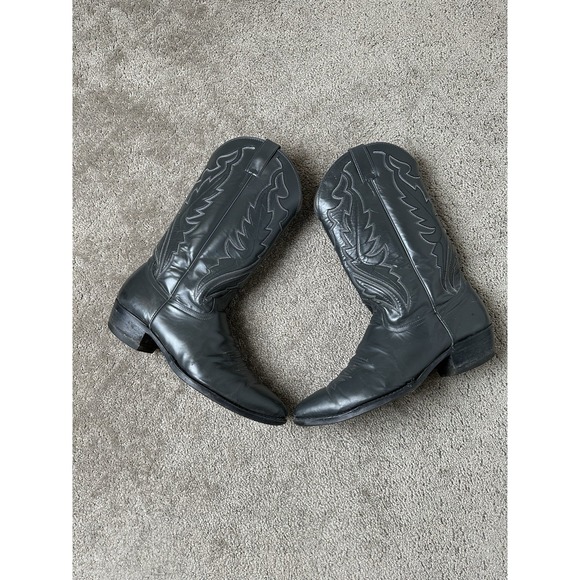 Vintage Mens Boots Diamond J Silver Leather Western Cowboy Rodeo #3223 Size 10EE